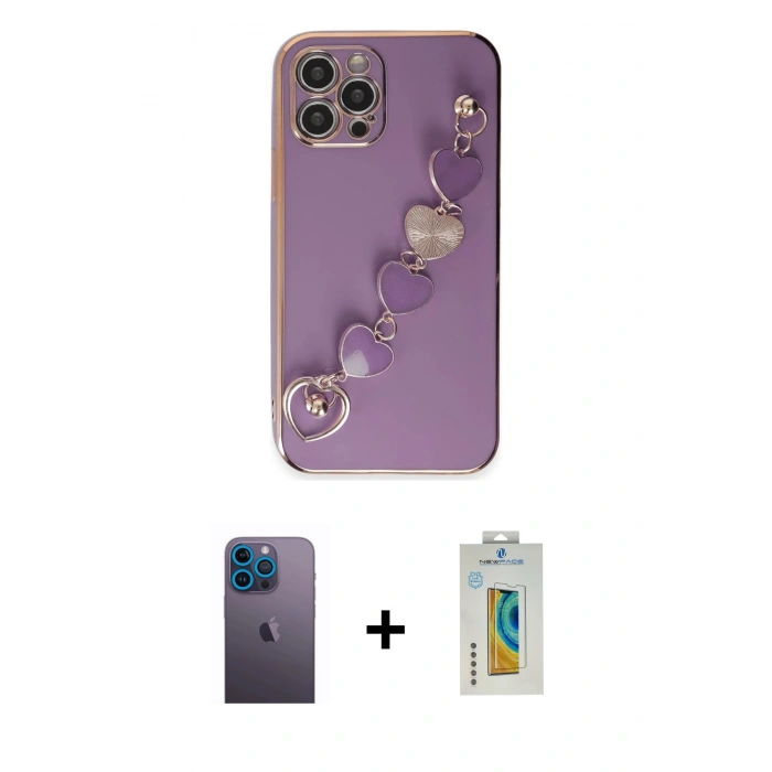 MARSİLYAN™- iPhone 12 Pro Max Kılıf Nova Işık Prime - Siyah Polymer Nano Ekran Koruyucu + Neon Fosforlu Kamera Lens - MI
