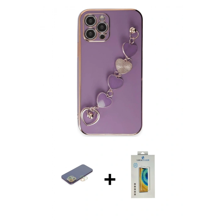MARSİLYAN™- iPhone 12 Pro Max Kılıf Nova Işık Prime - Siyah Polymer Nano Ekran Koruyucu + Renkli Kamera Lens Koruma Cam - SI