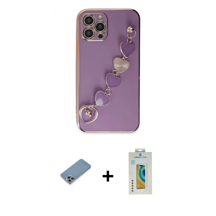 MARSİLYAN™- iPhone 12 Pro Max Kılıf Nova Işık Prime - Siyah Polymer Nano Ekran Koruyucu + Shine Kamera Lens Koruma Cam - GI