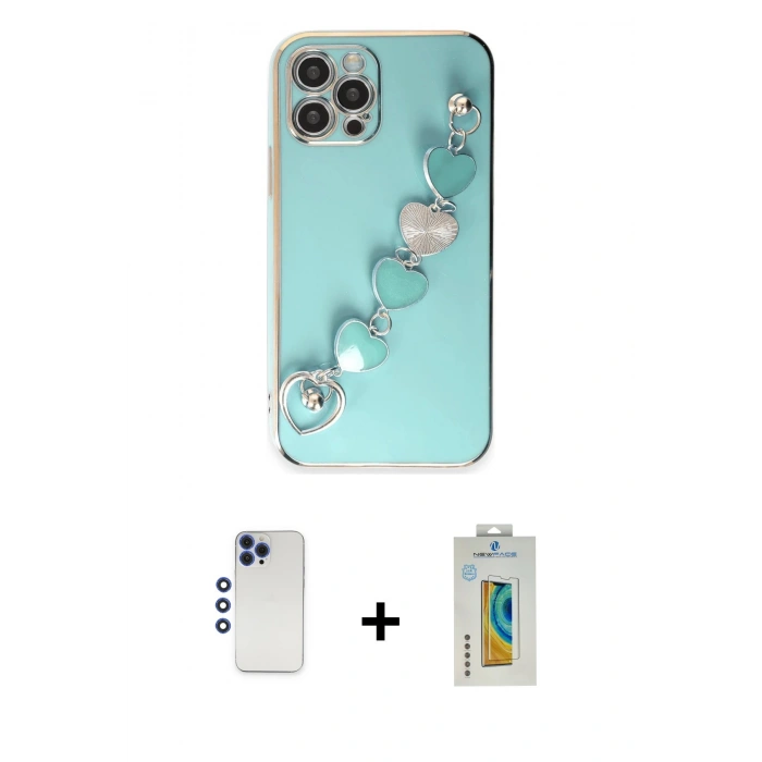 MARSİLYAN™- iPhone 12 Pro Max Kılıf Nova Işık Prime - Siyah Polymer Nano Ekran Koruyucu + Shine Kamera Lens - LT
