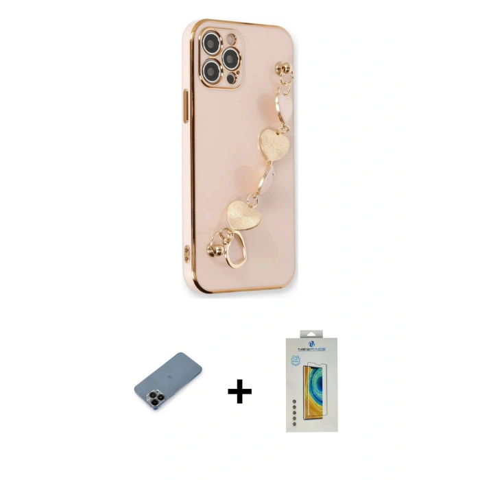 MARSİLYAN™- iPhone 12 Pro Max Kılıf Nova Işık Prime - Siyah Polymer Nano Ekran Koruyucu + Shine Kamera Lens Koruma Cam - SH