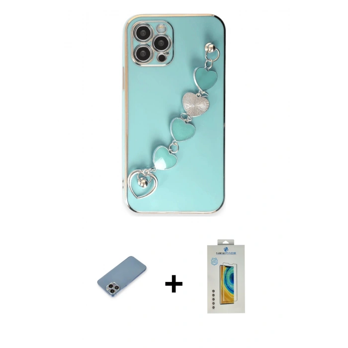 MARSİLYAN™- iPhone 12 Pro Max Kılıf Nova Işık Prime - Siyah Polymer Nano Ekran Koruyucu + Shine Kamera Lens Koruma Cam - GI