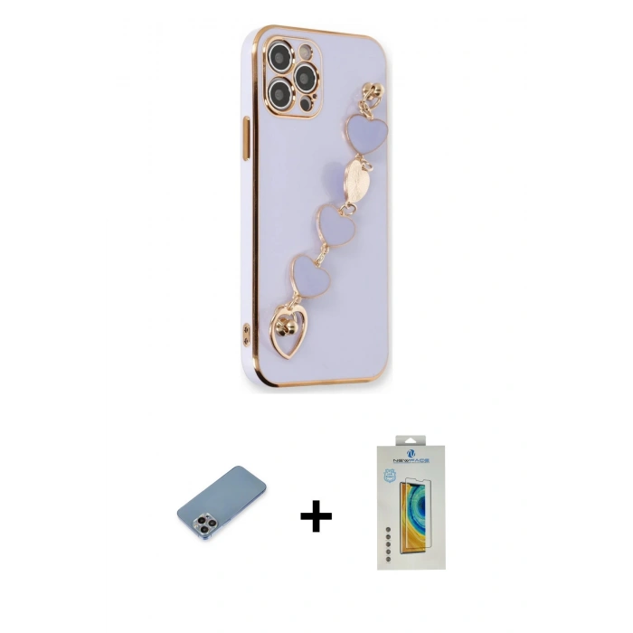 MARSİLYAN™- iPhone 12 Pro Max Kılıf Nova Işık Prime - Siyah Polymer Nano Ekran Koruyucu + Shine Kamera Lens Koruma Cam - GI