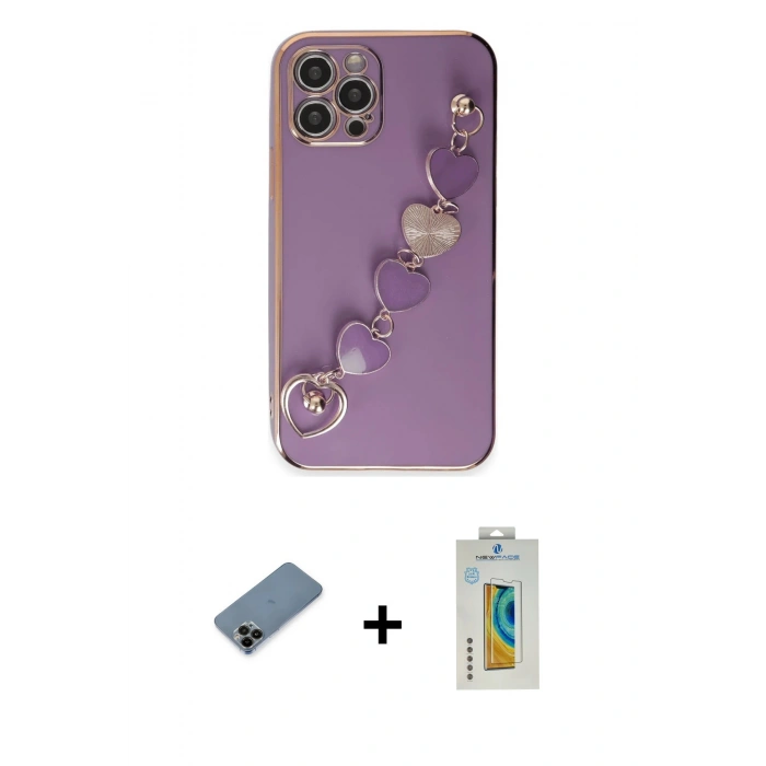 MARSİLYAN™- iPhone 12 Pro Max Kılıf Nova Işık Prime - Siyah Polymer Nano Ekran Koruyucu + Shine Kamera Lens Koruma Cam - SH