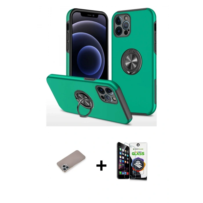 MARSİLYAN™- iPhone 12 Pro Max Kılıf Odak Form Prime - Şeffaf Temperli Cam Ekran Koruyucu + Shine Kamera Lens Koruma Cam - SABE