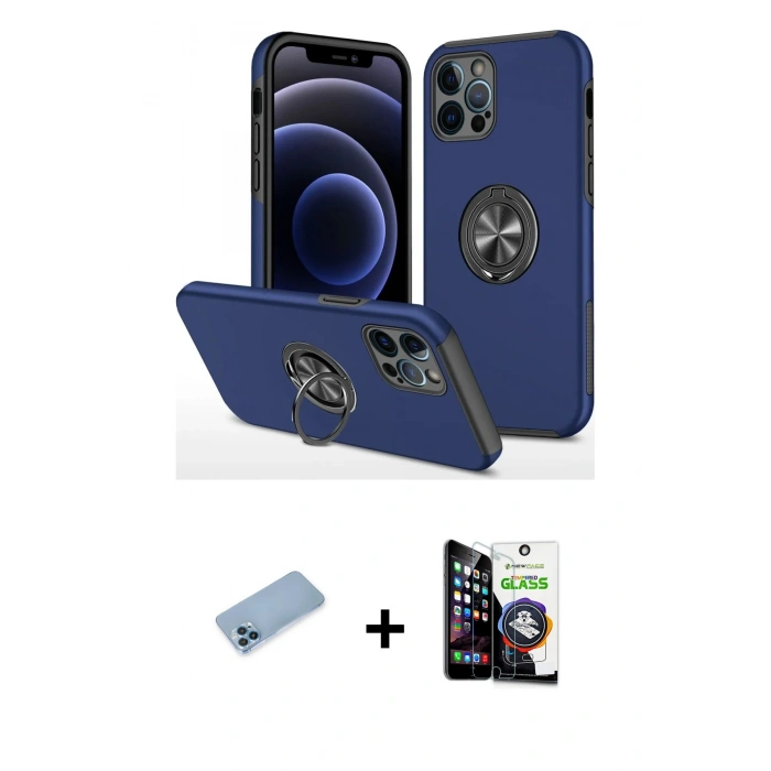 MARSİLYAN™- iPhone 12 Pro Max Kılıf Odak Form Prime - Şeffaf Temperli Cam Ekran Koruyucu + Shine Kamera Lens Koruma Cam - MI