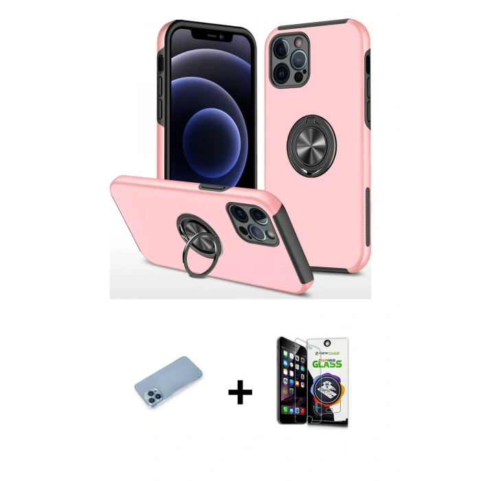 MARSİLYAN™- iPhone 12 Pro Max Kılıf Odak Form Prime - Şeffaf Temperli Cam Ekran Koruyucu + Shine Kamera Lens Koruma Cam - MI