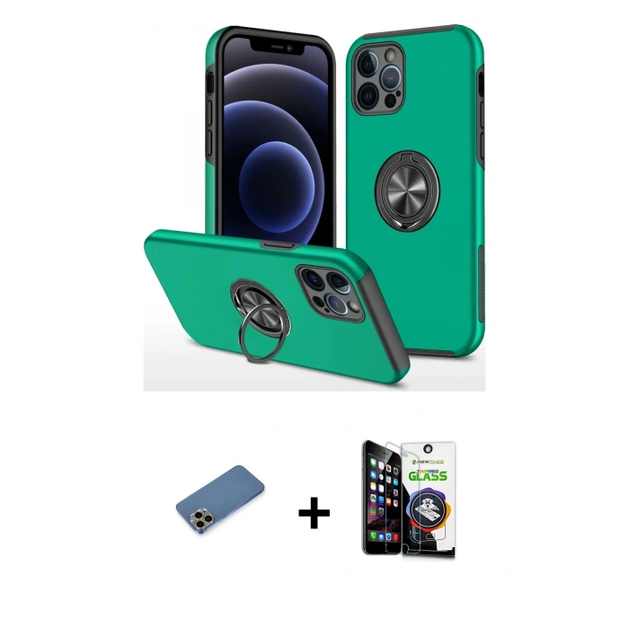 MARSİLYAN™- iPhone 12 Pro Max Kılıf Odak Form Prime - Şeffaf Temperli Cam Ekran Koruyucu + Shine Kamera Lens Koruma Cam - GD