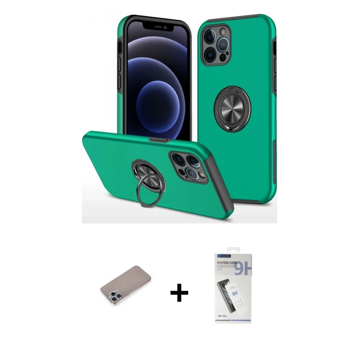 MARSİLYAN™- iPhone 12 Pro Max Kılıf Odak Form Prime - Şeffaf Uv Polymer Nano Ekran Koruyucu + Shine Kamera Lens Koruma Cam - SABE