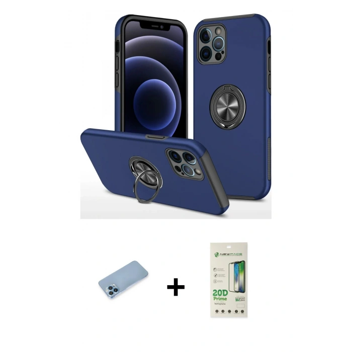 MARSİLYAN™- iPhone 12 Pro Max Kılıf Odak Form Prime - Siyah 20D Premium Cam Ekran Koruyucu + Shine Kamera Lens Koruma Cam - MI