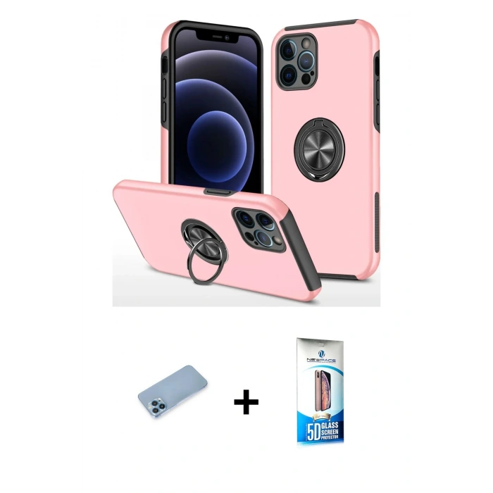 MARSİLYAN™- iPhone 12 Pro Max Kılıf Odak Form Prime - Siyah 5D Eko Cam Ekran Koruyucu + Shine Kamera Lens Koruma Cam - MI