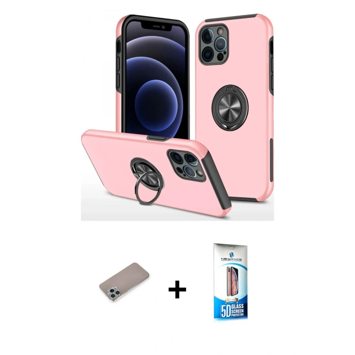 MARSİLYAN™- iPhone 12 Pro Max Kılıf Odak Form Prime - Siyah 5D Eko Cam Ekran Koruyucu + Shine Kamera Lens Koruma Cam - SABE