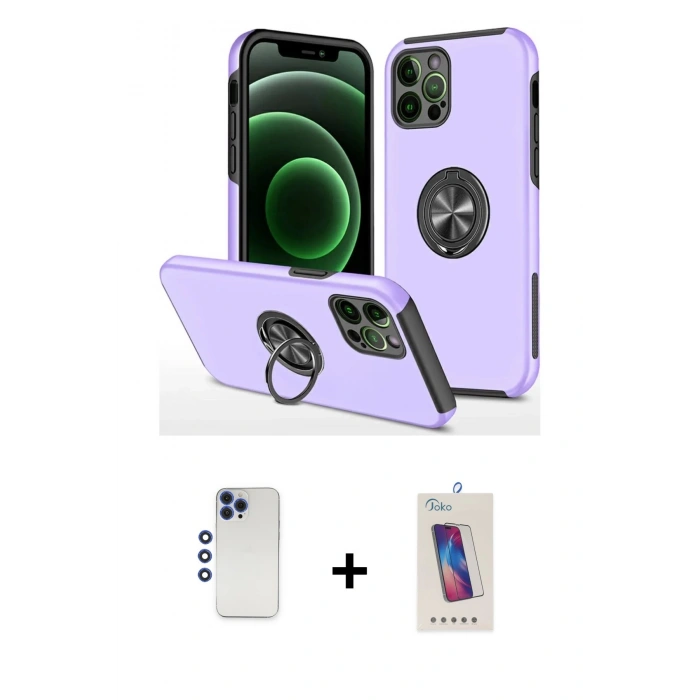 MARSİLYAN™- iPhone 12 Pro Max Kılıf Odak Form Prime - Siyah Joko 5D Cam + Shine Kamera Lens - LT