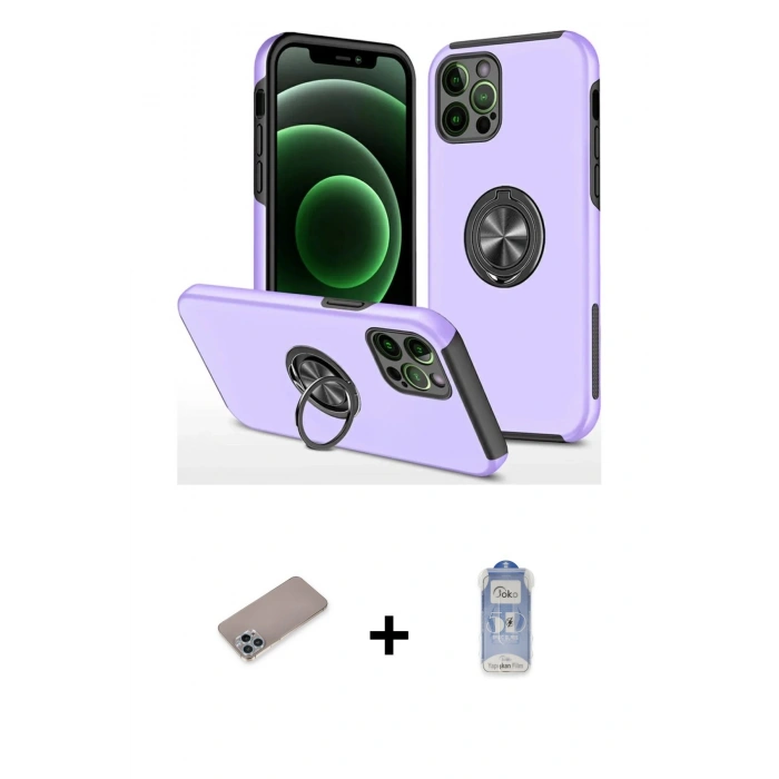 MARSİLYAN™- iPhone 12 Pro Max Kılıf Odak Form Prime - Siyah Joko Magic 5D Cam + Shine Kamera Lens Koruma Cam - SABE