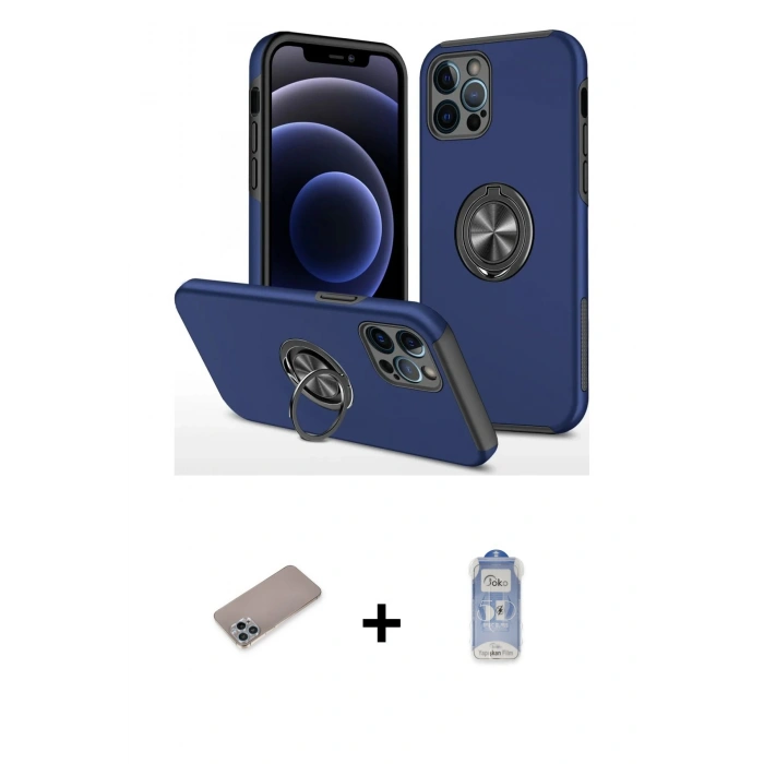 MARSİLYAN™- iPhone 12 Pro Max Kılıf Odak Form Prime - Siyah Joko Magic 5D Cam + Shine Kamera Lens Koruma Cam - SABE