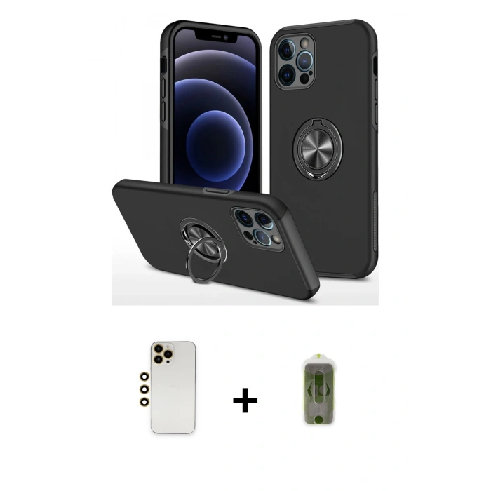 MARSİLYAN™- iPhone 12 Pro Max Kılıf Odak Form Prime - Siyah Joko Magic 5D Hayalet Cam + Shine Kamera Lens - GD