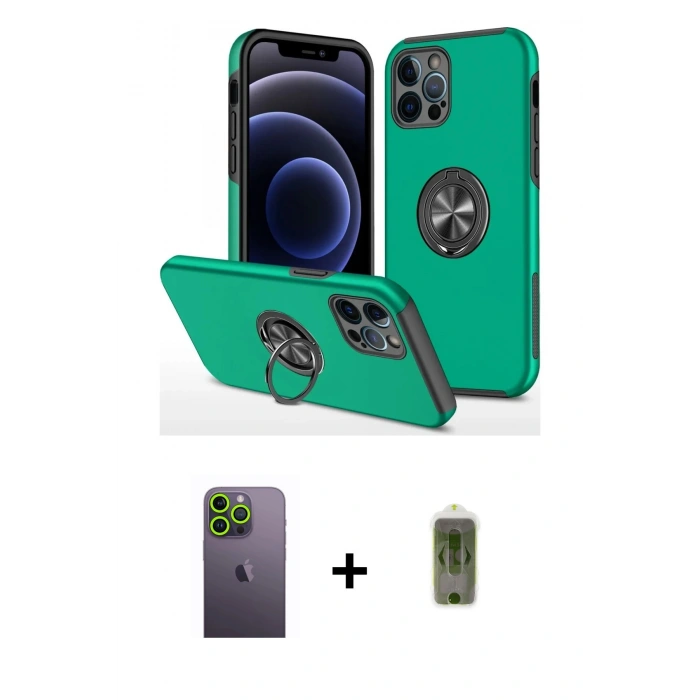 MARSİLYAN™- iPhone 12 Pro Max Kılıf Odak Form Prime - Siyah Joko Magic 5D Hayalet Cam + Neon Fosforlu Kamera Lens - YL