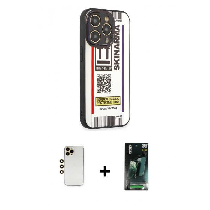 MARSİLYAN™- iPhone 12 Pro Max Kılıf Odak Klasik Serisi - Şeffaf 360 Full Body Arka Koruyucu + Shine Kamera Lens - GD