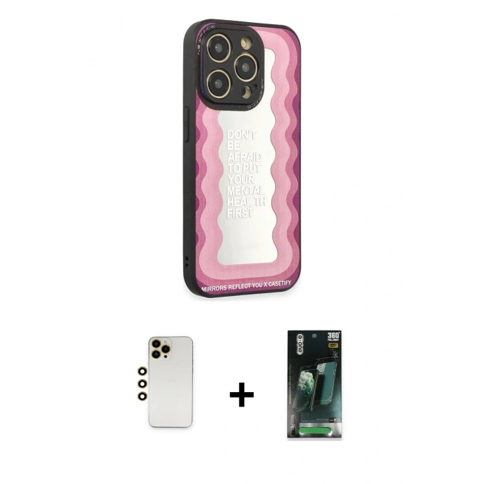 MARSİLYAN™- iPhone 12 Pro Max Kılıf Odak Klasik Serisi - Şeffaf 360 Full Body Arka Koruyucu + Shine Kamera Lens - GD