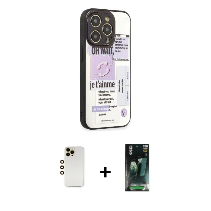 MARSİLYAN™- iPhone 12 Pro Max Kılıf Odak Klasik Serisi - Şeffaf 360 Full Body Arka Koruyucu + Shine Kamera Lens - GD