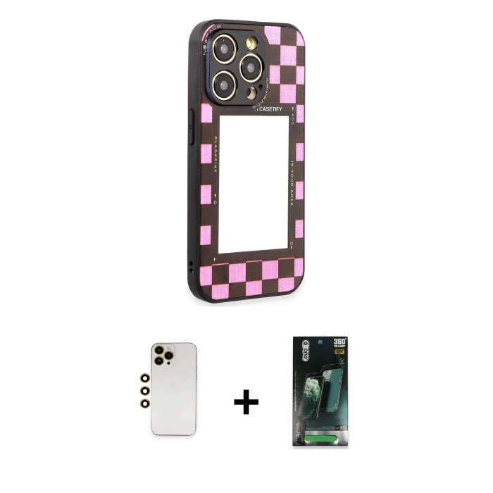 MARSİLYAN™- iPhone 12 Pro Max Kılıf Odak Klasik Serisi - Şeffaf 360 Full Body Arka Koruyucu + Shine Kamera Lens - GD