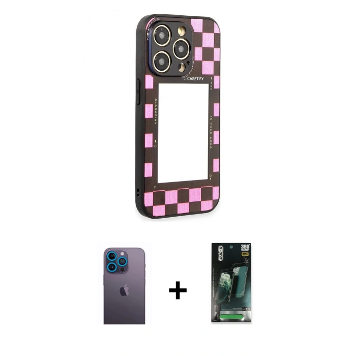 MARSİLYAN™- iPhone 12 Pro Max Kılıf Odak Klasik Serisi - Şeffaf 360 Full Body Arka Koruyucu + Neon Fosforlu Kamera Lens - MI