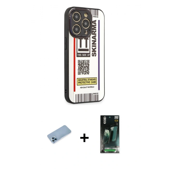 MARSİLYAN™- iPhone 12 Pro Max Kılıf Odak Klasik Serisi - Şeffaf 360 Full Body Arka Koruyucu + Shine Kamera Lens Koruma Cam - MI