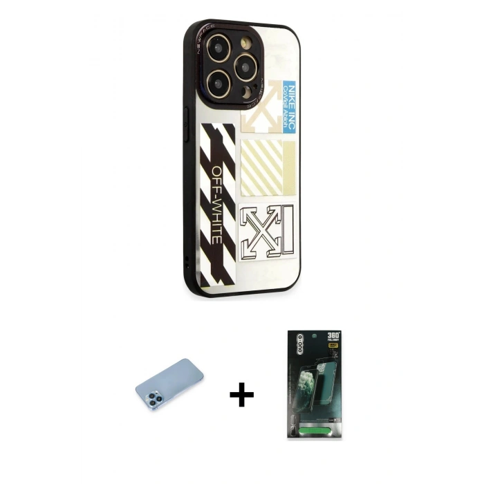 MARSİLYAN™- iPhone 12 Pro Max Kılıf Odak Klasik Serisi - Şeffaf 360 Full Body Arka Koruyucu + Shine Kamera Lens Koruma Cam - MI