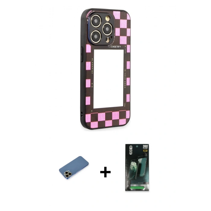 MARSİLYAN™- iPhone 12 Pro Max Kılıf Odak Klasik Serisi - Şeffaf 360 Full Body Arka Koruyucu + Shine Kamera Lens Koruma Cam - GD