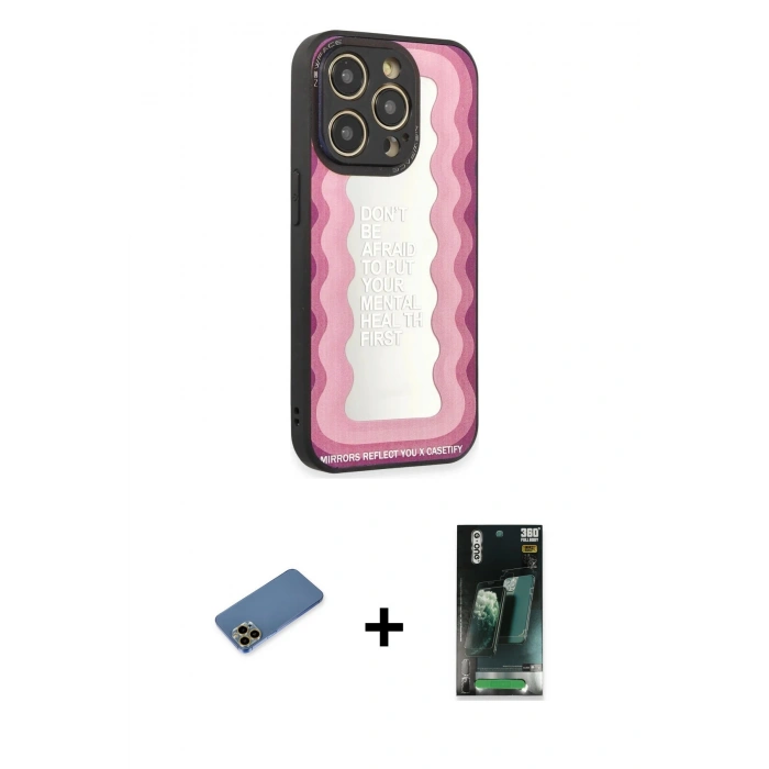 MARSİLYAN™- iPhone 12 Pro Max Kılıf Odak Klasik Serisi - Şeffaf 360 Full Body Arka Koruyucu + Shine Kamera Lens Koruma Cam - GD