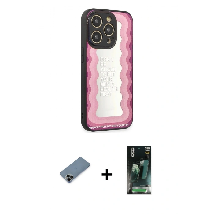 MARSİLYAN™- iPhone 12 Pro Max Kılıf Odak Klasik Serisi - Şeffaf 360 Full Body Arka Koruyucu + Shine Kamera Lens Koruma Cam - SH
