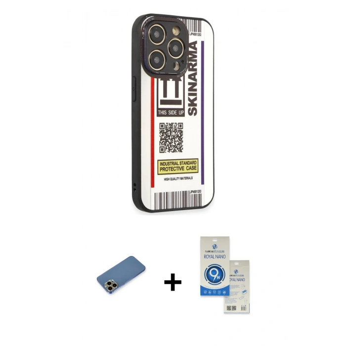 MARSİLYAN™- iPhone 12 Pro Max Kılıf Odak Klasik Serisi - Şeffaf Royal Nano Ekran Koruyucu + Shine Kamera Lens Koruma Cam - GD