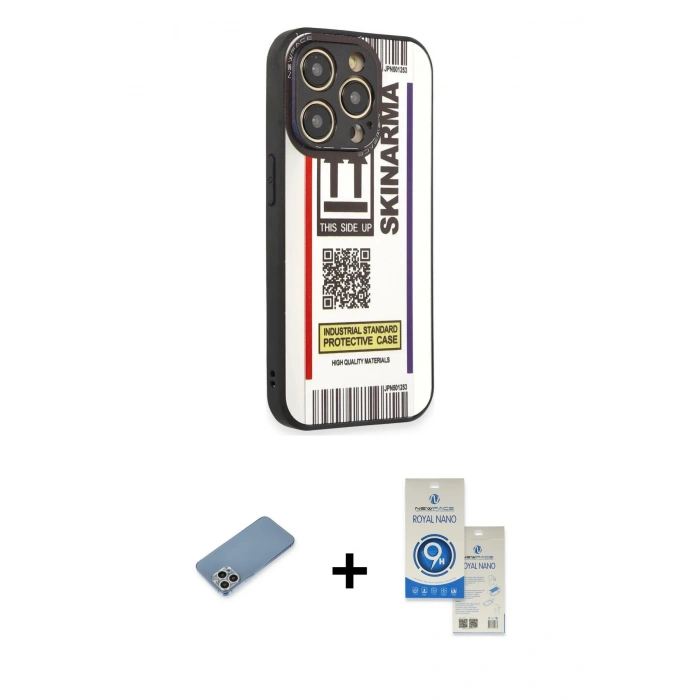 MARSİLYAN™- iPhone 12 Pro Max Kılıf Odak Klasik Serisi - Şeffaf Royal Nano Ekran Koruyucu + Shine Kamera Lens Koruma Cam - GS
