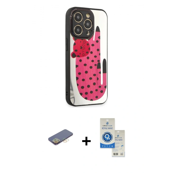 MARSİLYAN™- iPhone 12 Pro Max Kılıf Odak Klasik Serisi - Şeffaf Royal Nano Ekran Koruyucu + Renkli Kamera Lens Koruma Cam - SI