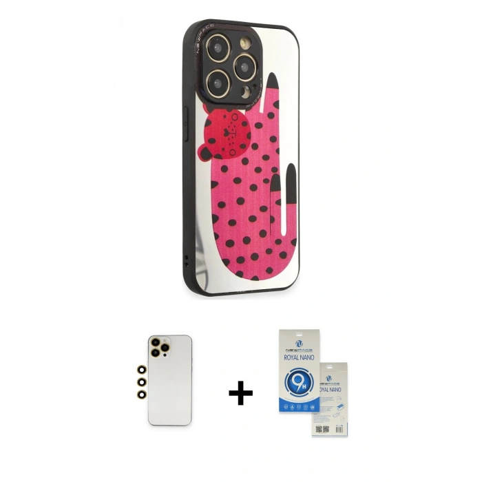 MARSİLYAN™- iPhone 12 Pro Max Kılıf Odak Klasik Serisi - Şeffaf Royal Nano Ekran Koruyucu + Shine Kamera Lens - GD