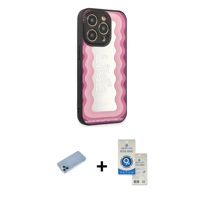 MARSİLYAN™- iPhone 12 Pro Max Kılıf Odak Klasik Serisi - Şeffaf Royal Nano Ekran Koruyucu + Shine Kamera Lens Koruma Cam - MI