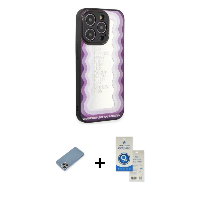 MARSİLYAN™- iPhone 12 Pro Max Kılıf Odak Klasik Serisi - Şeffaf Royal Nano Ekran Koruyucu + Shine Kamera Lens Koruma Cam - GI
