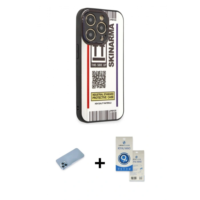 MARSİLYAN™- iPhone 12 Pro Max Kılıf Odak Klasik Serisi - Şeffaf Royal Nano Ekran Koruyucu + Shine Kamera Lens Koruma Cam - MI