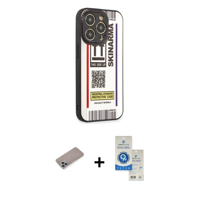 MARSİLYAN™- iPhone 12 Pro Max Kılıf Odak Klasik Serisi - Şeffaf Royal Nano Ekran Koruyucu + Shine Kamera Lens Koruma Cam - SABE