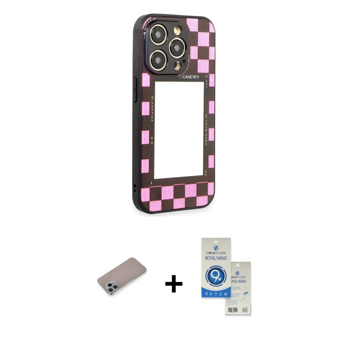 MARSİLYAN™- iPhone 12 Pro Max Kılıf Odak Klasik Serisi - Şeffaf Royal Nano Ekran Koruyucu + Shine Kamera Lens Koruma Cam - SABE