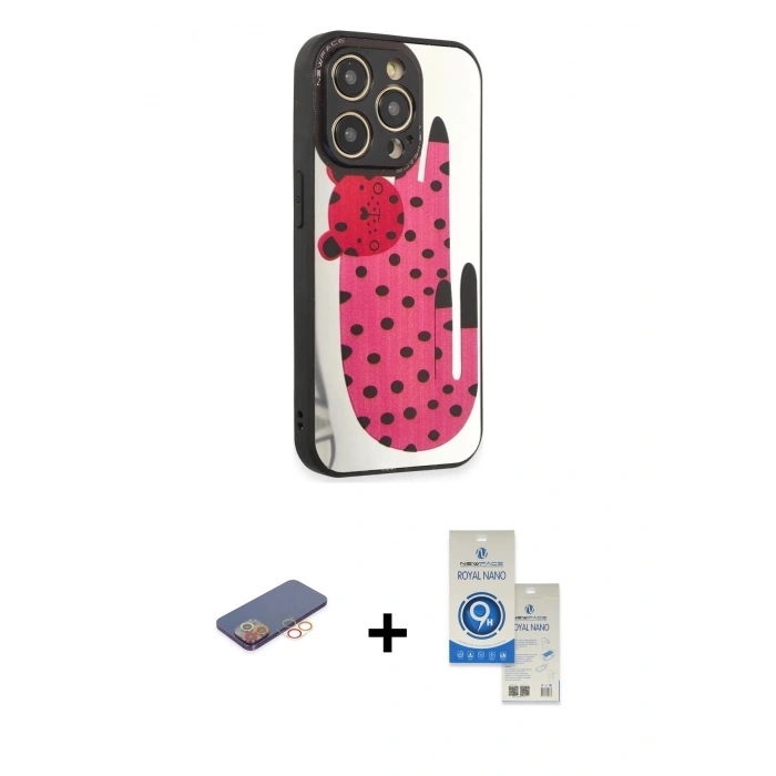 MARSİLYAN™- iPhone 12 Pro Max Kılıf Odak Klasik Serisi - Şeffaf Royal Nano Ekran Koruyucu + Renkli Kamera Lens Koruma Cam - TU
