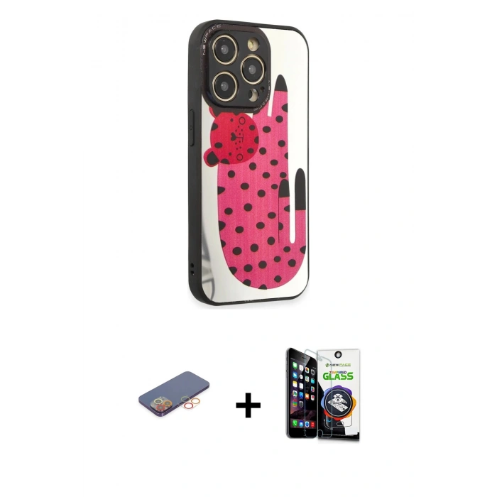 MARSİLYAN™- iPhone 12 Pro Max Kılıf Odak Klasik Serisi - Şeffaf Temperli Cam Ekran Koruyucu + Renkli Kamera Lens Koruma Cam - TU
