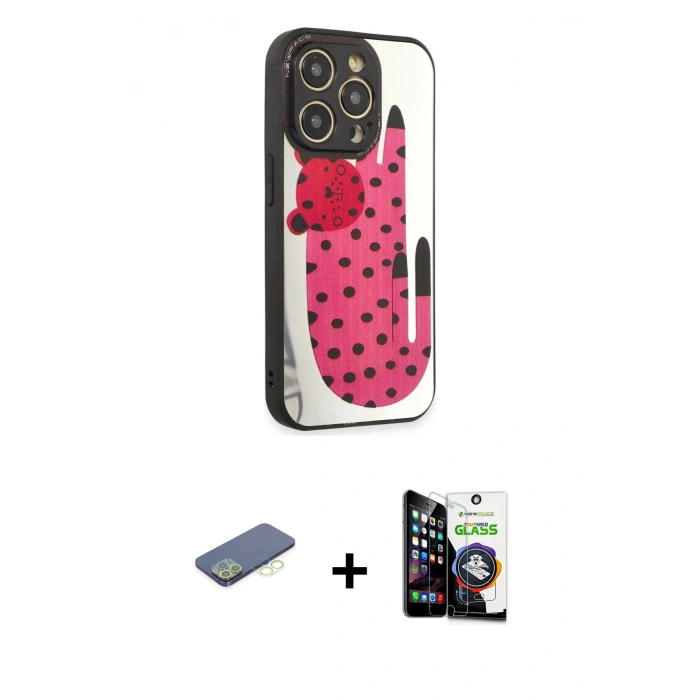 MARSİLYAN™- iPhone 12 Pro Max Kılıf Odak Klasik Serisi - Şeffaf Temperli Cam Ekran Koruyucu + Renkli Kamera Lens Koruma Cam - YL