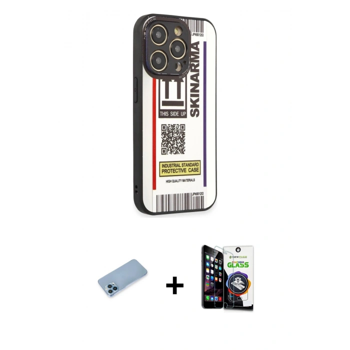MARSİLYAN™- iPhone 12 Pro Max Kılıf Odak Klasik Serisi - Şeffaf Temperli Cam Ekran Koruyucu + Shine Kamera Lens Koruma Cam - MI