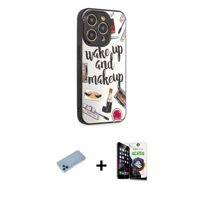 MARSİLYAN™- iPhone 12 Pro Max Kılıf Odak Klasik Serisi - Şeffaf Temperli Cam Ekran Koruyucu + Shine Kamera Lens Koruma Cam - MI