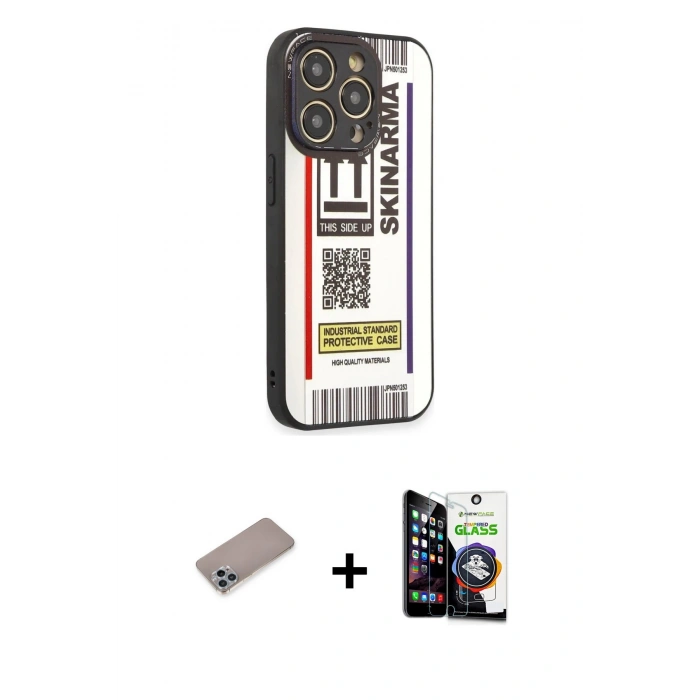 MARSİLYAN™- iPhone 12 Pro Max Kılıf Odak Klasik Serisi - Şeffaf Temperli Cam Ekran Koruyucu + Shine Kamera Lens Koruma Cam - SABE