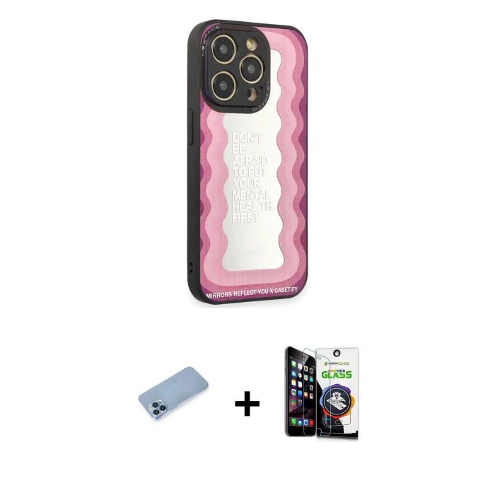 MARSİLYAN™- iPhone 12 Pro Max Kılıf Odak Klasik Serisi - Şeffaf Temperli Cam Ekran Koruyucu + Shine Kamera Lens Koruma Cam - MI