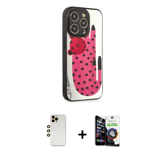 MARSİLYAN™- iPhone 12 Pro Max Kılıf Odak Klasik Serisi - Şeffaf Temperli Cam Ekran Koruyucu + Shine Kamera Lens - GD