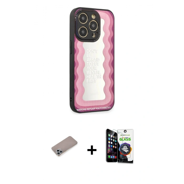 MARSİLYAN™- iPhone 12 Pro Max Kılıf Odak Klasik Serisi - Şeffaf Temperli Cam Ekran Koruyucu + Shine Kamera Lens Koruma Cam - SABE
