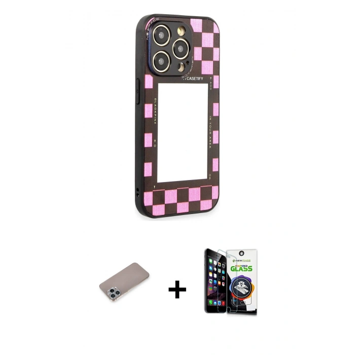 MARSİLYAN™- iPhone 12 Pro Max Kılıf Odak Klasik Serisi - Şeffaf Temperli Cam Ekran Koruyucu + Shine Kamera Lens Koruma Cam - SABE